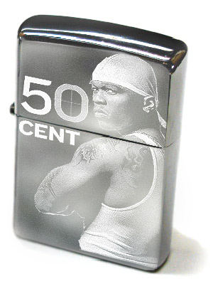 50 Cent - High Polished Chrome Engraved Lighter